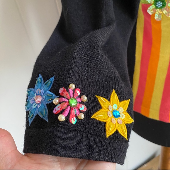 Jack B. Quick Women’s Classic Embellished Black and Floral Sequin Sweater | PS - Picture 14 of 16